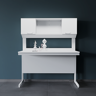 Стол лабораторный с шкафом-надстройкой ЛК-1500 СН (Сталь, столешница – Керамика)